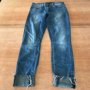Articles of Society Jeans Women 26 Blue Mid Rise Medium Wash Split Raw Hem Cuff
